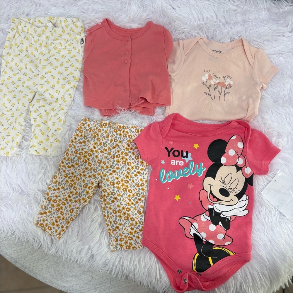 Disney Baby Coral Pink Minnie Graphic Bodysuit
